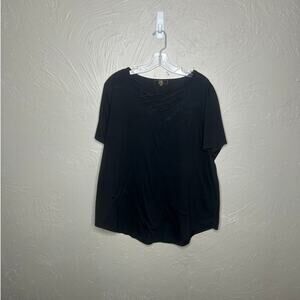 L&B Lucky & Blessed Black Plus Size Criss-Cross Neck Top